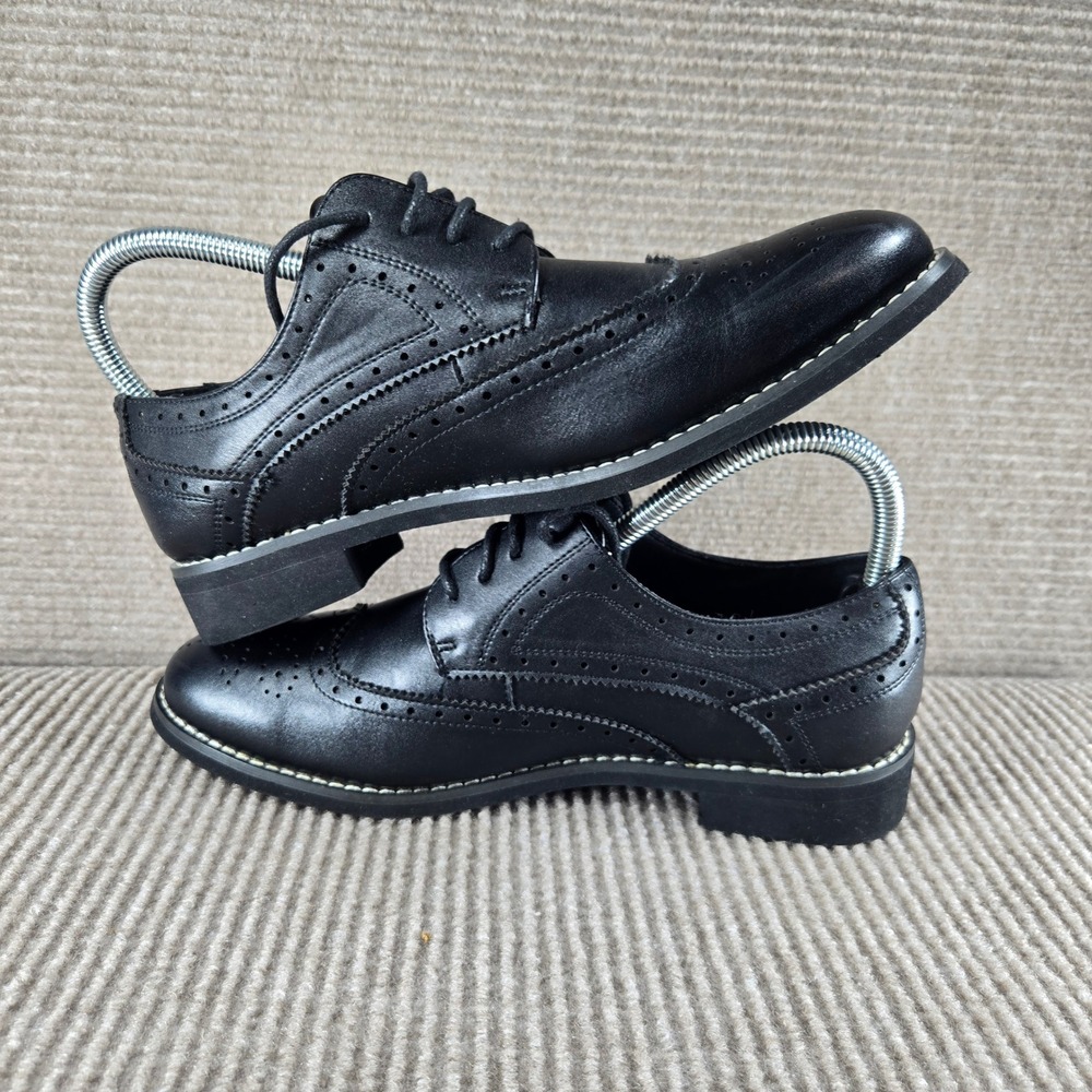 Bruno Marc Kids Size 8 Black Wingtip Brogue Lace Up Oxford Dress Shoes SBOX2302W